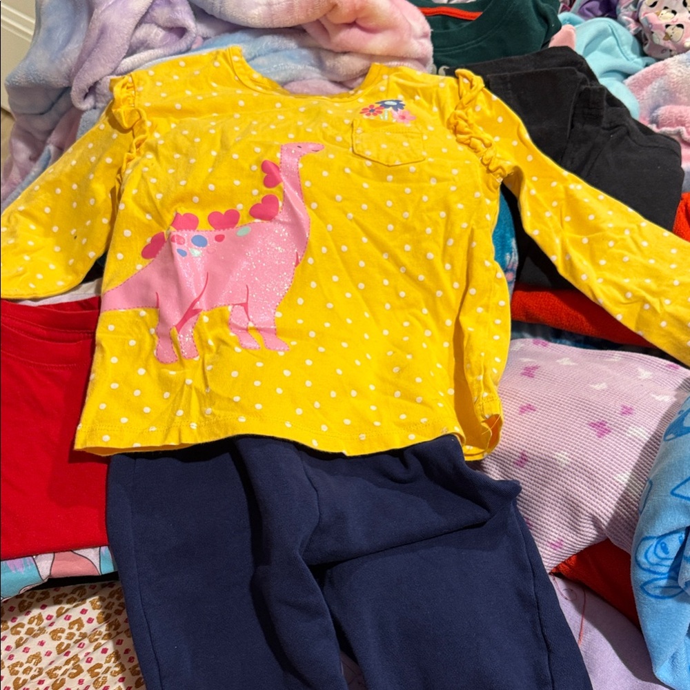 Little Me Polka Dot Dinosaur Set in Yellow and Pink